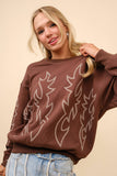 36319T - Western Boots Stitch Pullover Sweatshirt