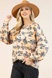 AV1171-JADEN WESTERN BUCKING HORSES PRINT SWEATSHIRT