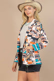 AV1227-DANYA WESTERN PRINT MEDIUM WEIGHT WOVEN BLAZER: Multi-Colored