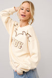 Howdy Studded Yoke Embroidered Sweatshirt - 36547