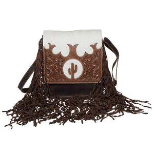 Tooling Leather Flap Sling Cowhide Bag With Fringes – AB79