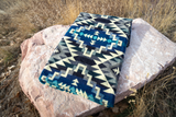 Andean Alpaca Wool Blanket - Blue Chakana