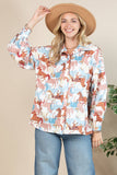 Horses Print Collar Button Up Blouse: Western Print