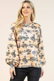 AV1171-JADEN WESTERN BUCKING HORSES PRINT SWEATSHIRT