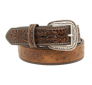 Ariat Mens Embossed Ostrich Print Belt