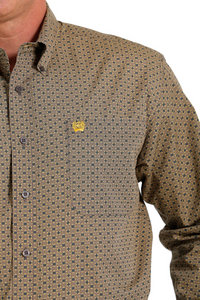 Cinch Mens Geometric Button Down Shirt - Grey / Gold