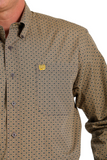 Cinch Mens Geometric Button Down Shirt - Grey / Gold