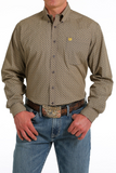 Cinch Mens Geometric Button Down Shirt - Grey / Gold