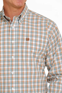 Cinch Mens Long Sleeve Button Up - White Check