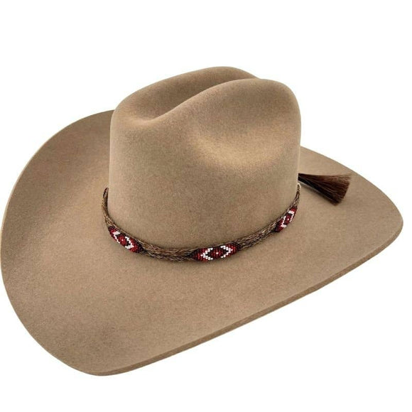 Horsehair Beaded Hat Band - Red Roan