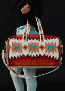 Panache Red, Orange & Tan Aztec Duffel Bag - San Diego