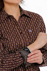 Cinch Ladies Button Down Shirt - Purple / Gold