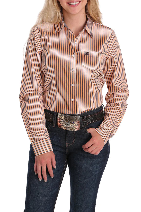 Cinch Ladies Orange Stripe Arena Shirt