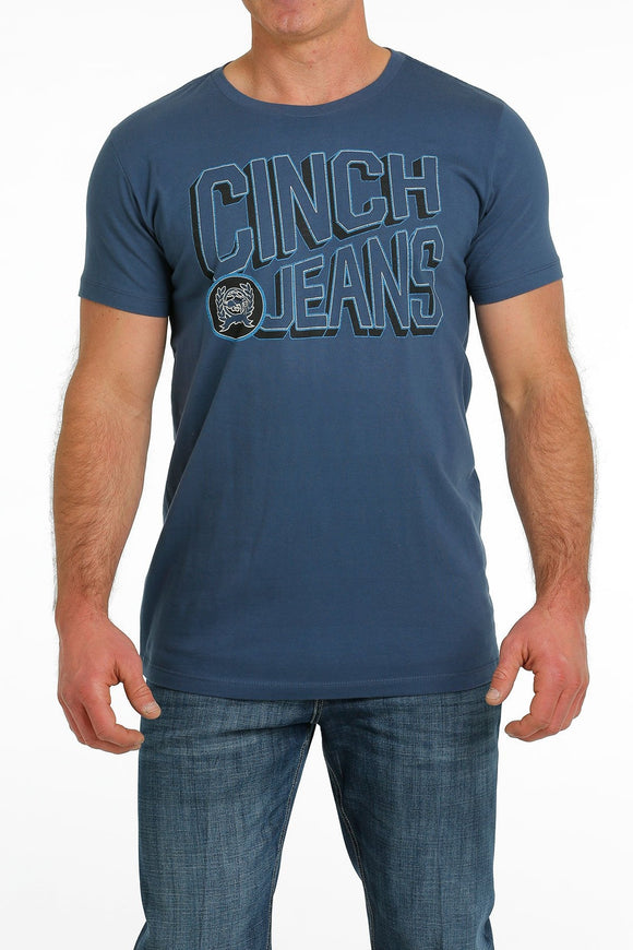 Cinch Mens Logo T Shirt - Heather Blue