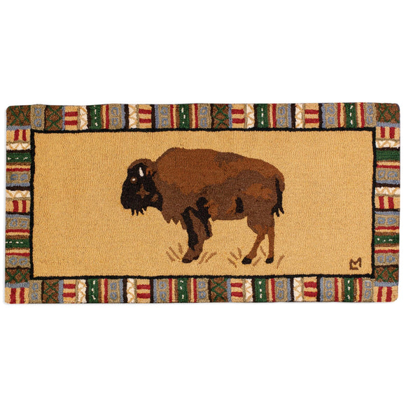 Cinnamon Buffalo Wool Hooked Accent Rug