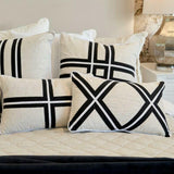 Double Cross Black Stripe & Silver Jute Cushion
