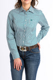 Cinch Ladies Teal Strip Tencel Shirt