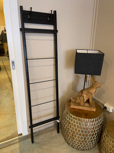 Black ladder with hooks